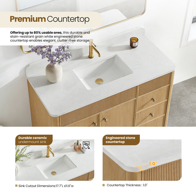 Vinnova 708748-WA-GW Zogno 48" Single Sink Bath Vanity in Washed Ash Grey - view 3