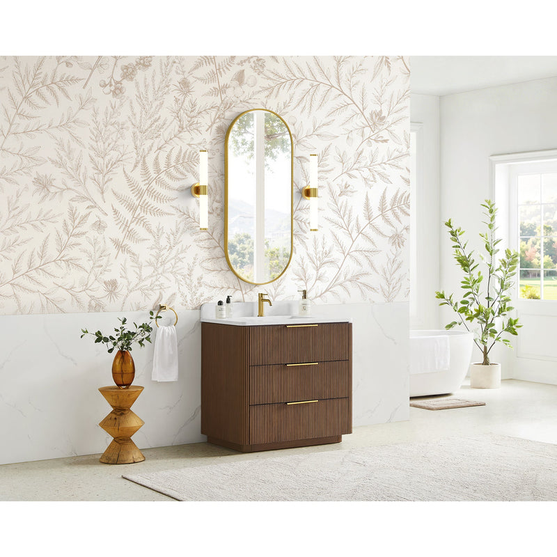 Vinnova 709136-OU-GW Zanica 36" Single Sink Bath Vanity in Oak Light Walnut - view 13