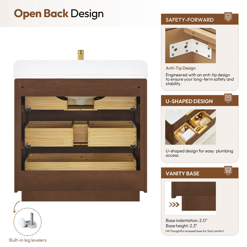 Vinnova 709136-OU-GW Zanica 36" Single Sink Bath Vanity in Oak Light Walnut - view 21