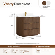 Vinnova 709136-OU-GW Zanica 36" Single Sink Bath Vanity in Oak Light Walnut - view 14