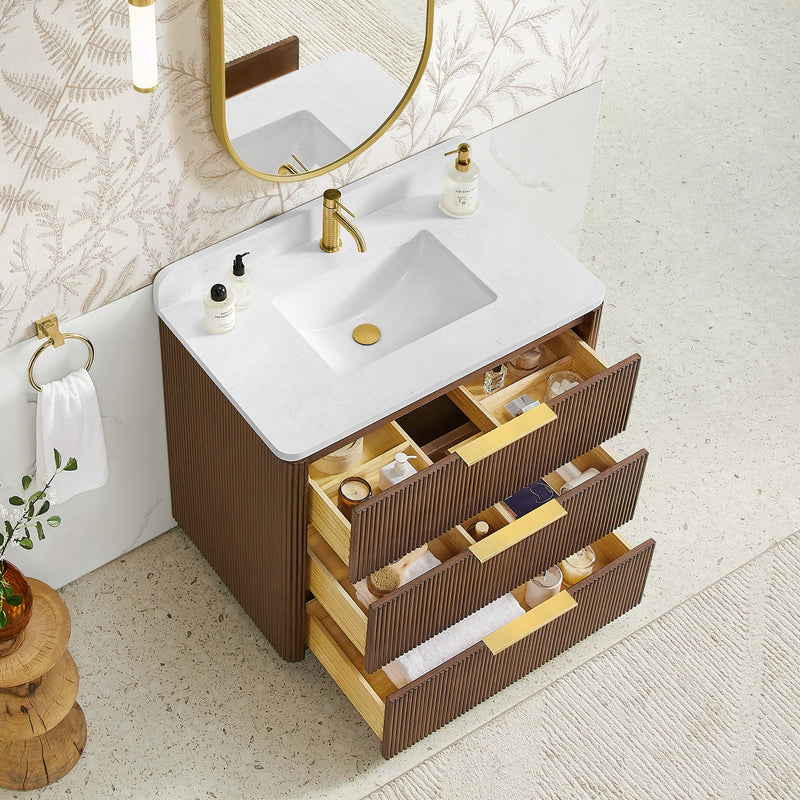 Vinnova 709136-OU-GW Zanica 36" Single Sink Bath Vanity in Oak Light Walnut - view 5