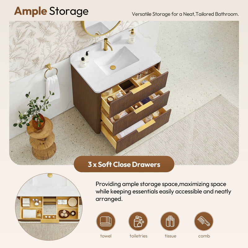 Vinnova 709136-OU-GW Zanica 36" Single Sink Bath Vanity in Oak Light Walnut - view 9