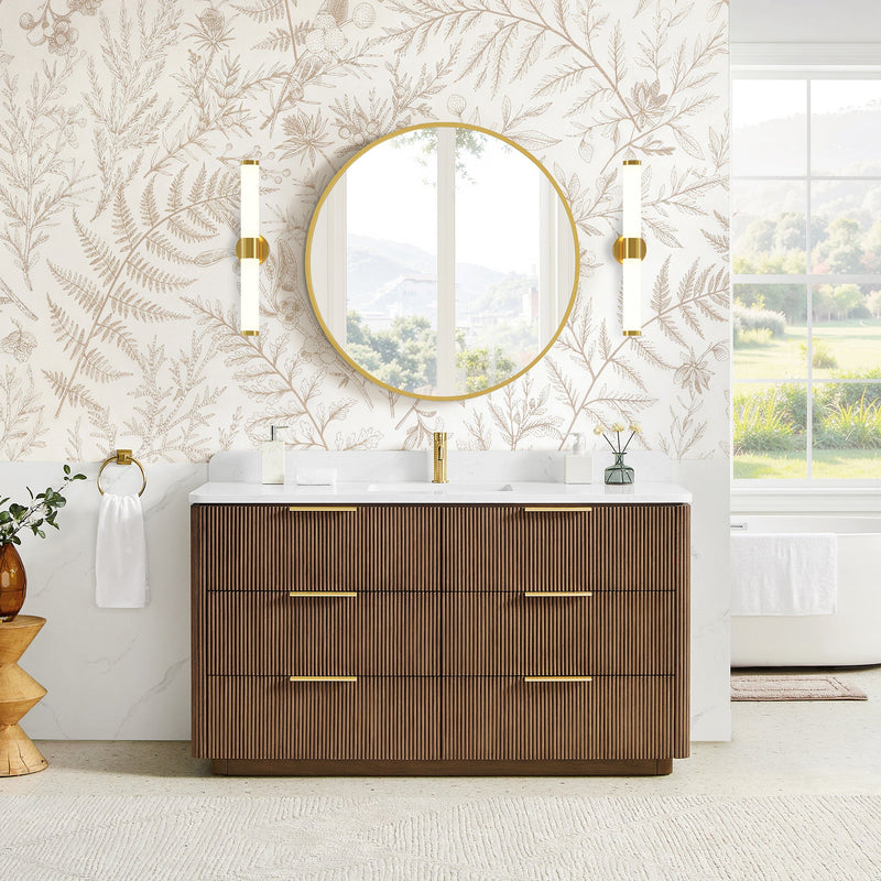 Vinnova 709160-OU-GW Zanica 60" Single Sink Bath Vanity in Oak Light Walnut