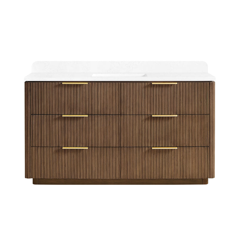 Vinnova 709160-OU-GW Zanica 60" Single Sink Bath Vanity in Oak Light Walnut - view 19