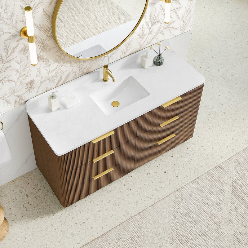 Vinnova 709160-OU-GW Zanica 60" Single Sink Bath Vanity in Oak Light Walnut - view 3