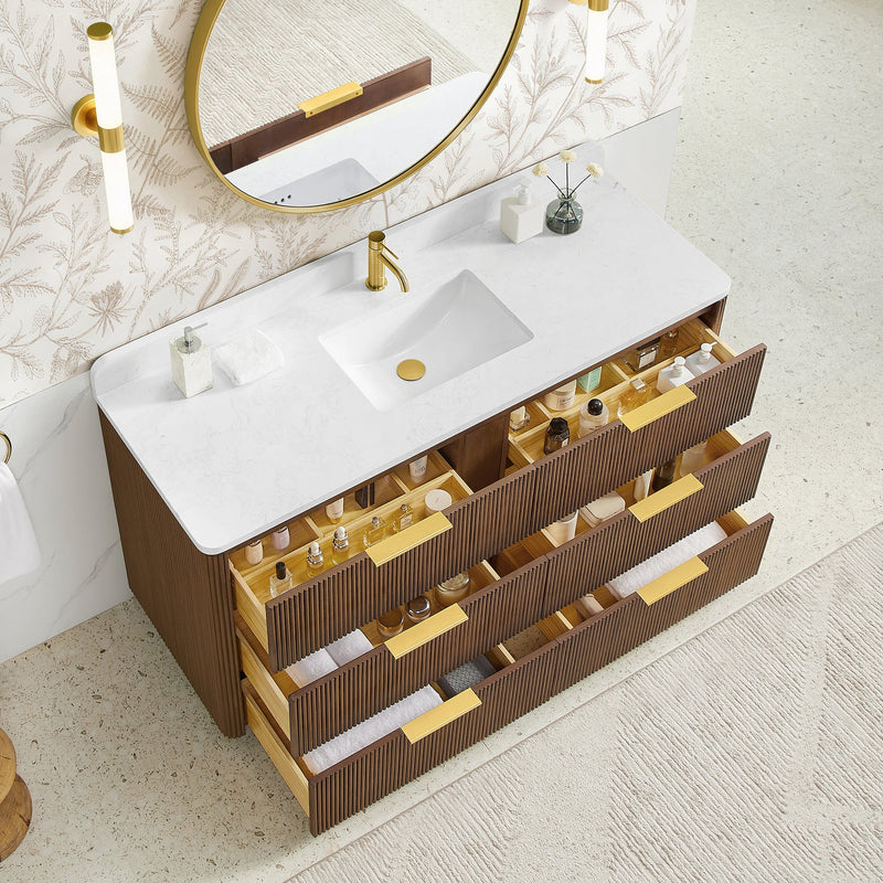 Vinnova 709160-OU-GW Zanica 60" Single Sink Bath Vanity in Oak Light Walnut - view 7