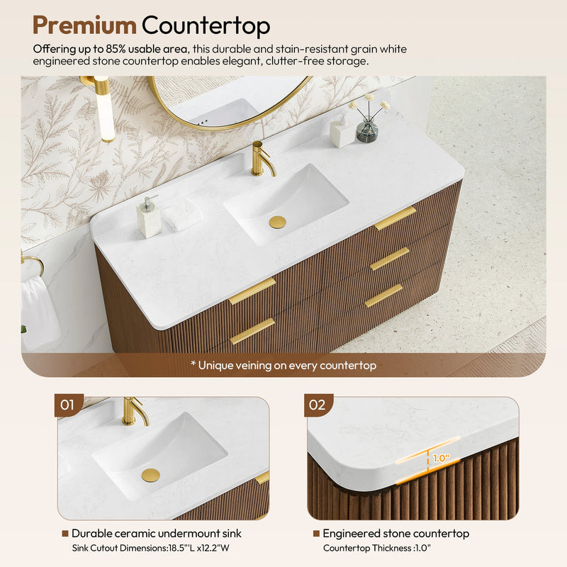 Vinnova 709160-OU-GW Zanica 60" Single Sink Bath Vanity in Oak Light Walnut - view 8