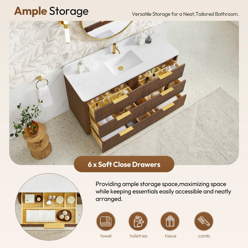 Vinnova 709160-OU-GW Zanica 60" Single Sink Bath Vanity in Oak Light Walnut - view 9