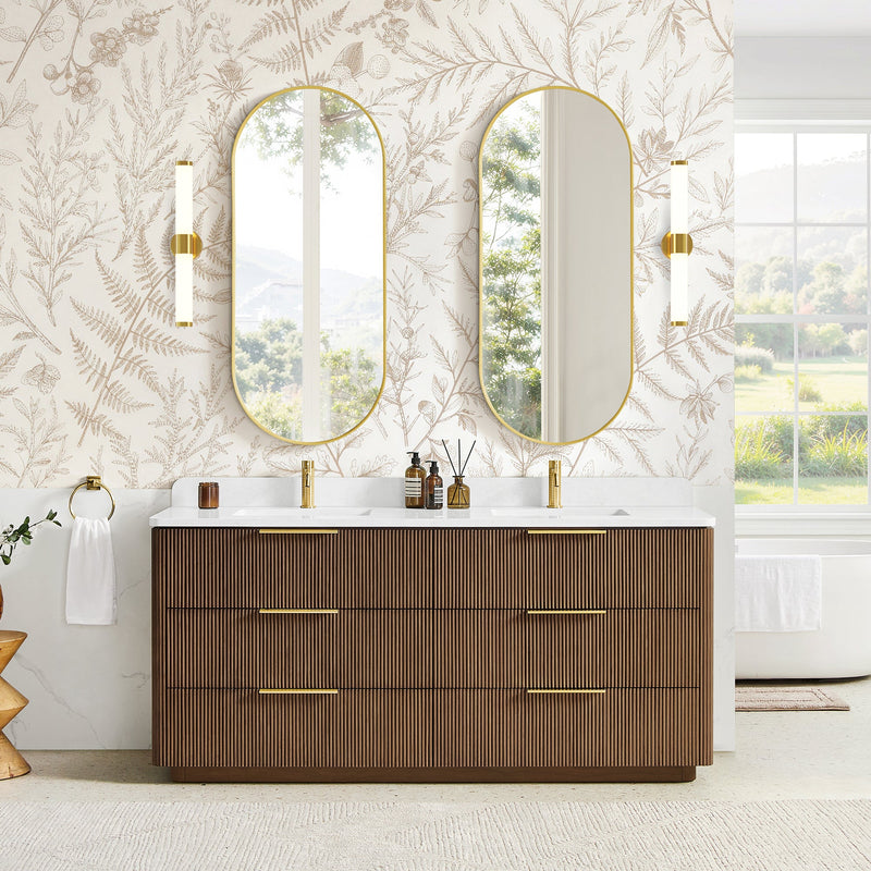 Vinnova 709172-OU-GW Zanica 72" Double Sink Bath Vanity in Oak Light Walnut