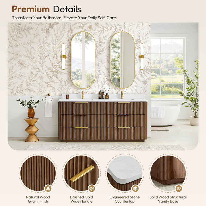 Vinnova 709172-OU-GW Zanica 72" Double Sink Bath Vanity in Oak Light Walnut - view 14