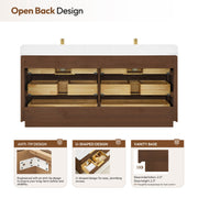 Vinnova 709172-OU-GW Zanica 72" Double Sink Bath Vanity in Oak Light Walnut - view 22