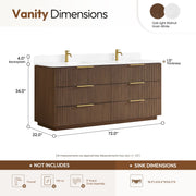 Vinnova 709172-OU-GW Zanica 72" Double Sink Bath Vanity in Oak Light Walnut - view 15