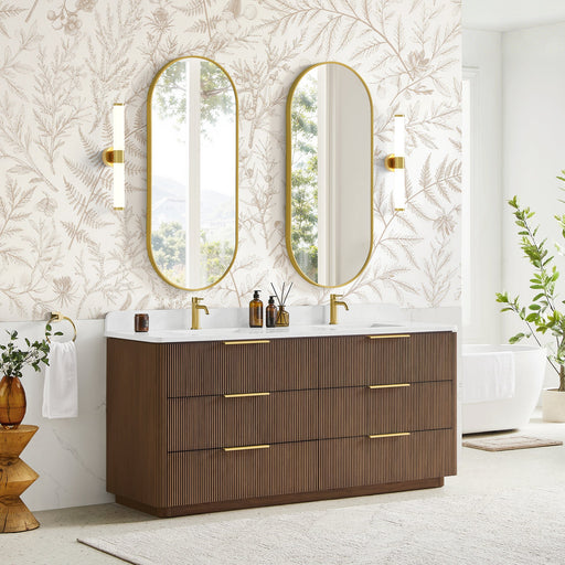Vinnova 709172-OU-GW Zanica 72" Double Sink Bath Vanity in Oak Light Walnut - view 2