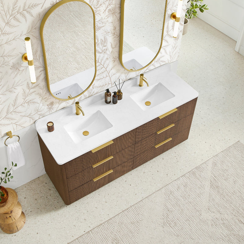 Vinnova 709172-OU-GW Zanica 72" Double Sink Bath Vanity in Oak Light Walnut - view 3