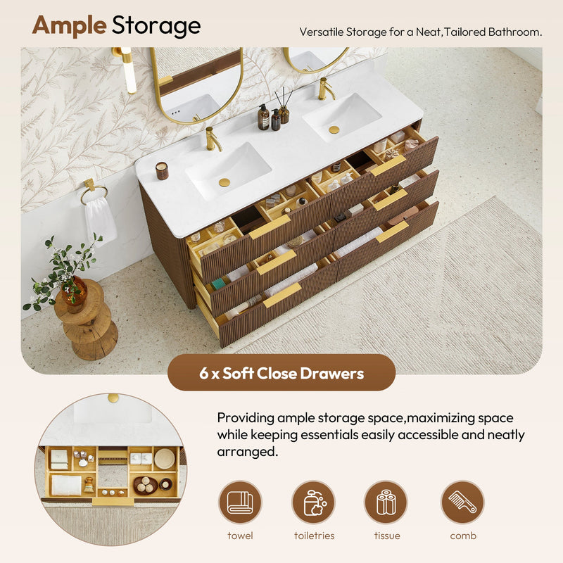Vinnova 709172-OU-GW Zanica 72" Double Sink Bath Vanity in Oak Light Walnut - view 10