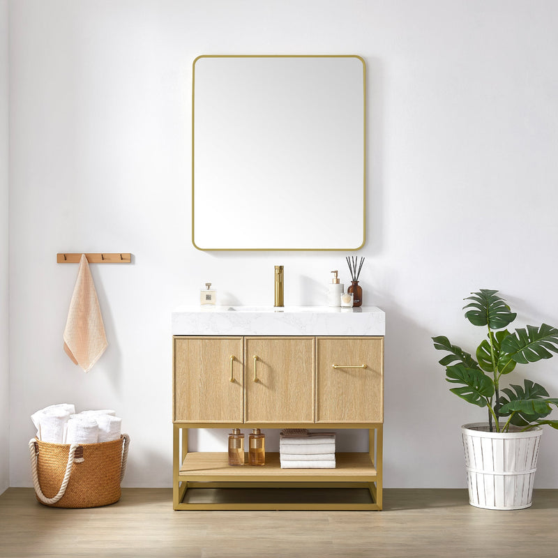 Vinnova 709336-DO-GW Vittoria 36" Single Sink Bath Vanity in Dark Oak