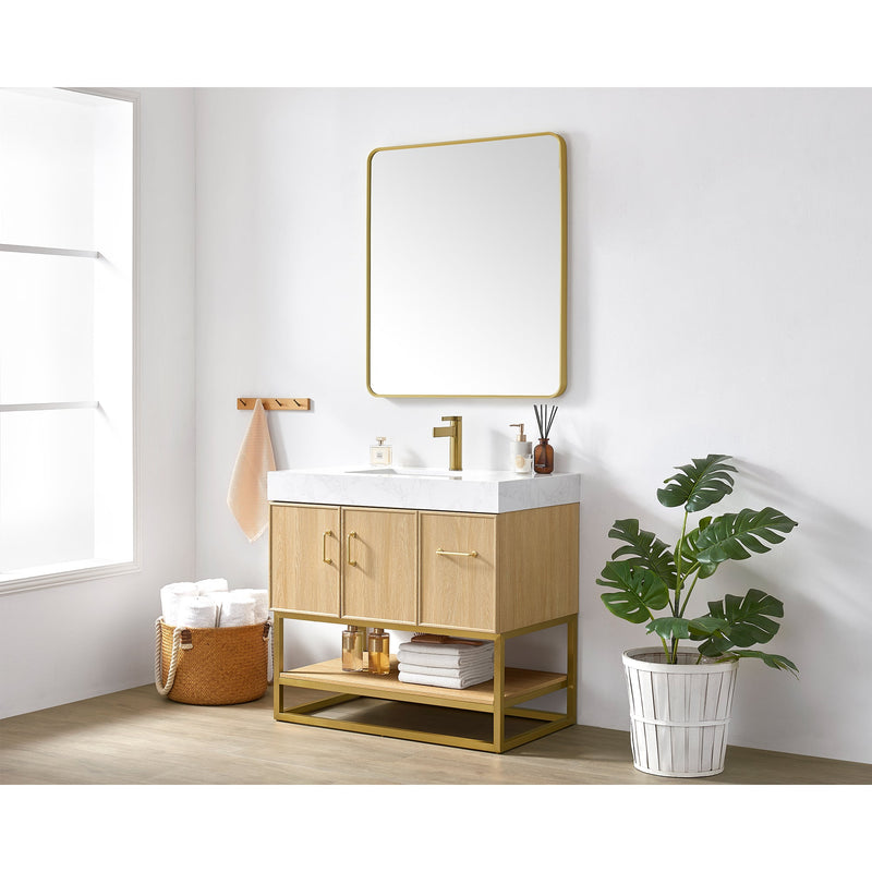 Vinnova 709336-DO-GW Vittoria 36" Single Sink Bath Vanity in Dark Oak - view 13