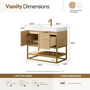 Vinnova 709336-DO-GW Vittoria 36" Single Sink Bath Vanity in Dark Oak - view 15