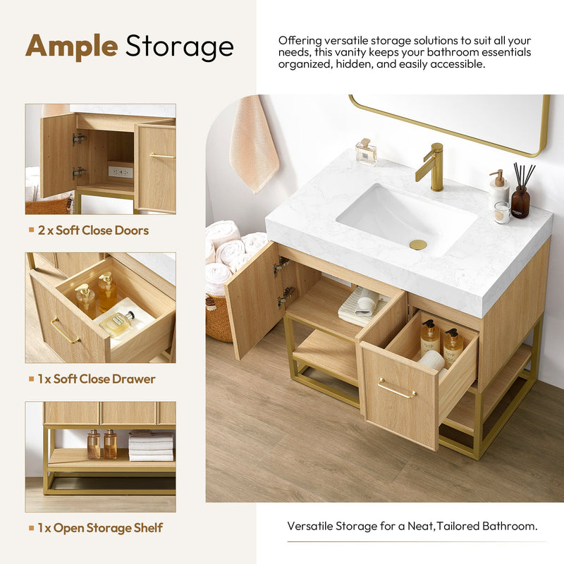 Vinnova 709336-DO-GW Vittoria 36" Single Sink Bath Vanity in Dark Oak - view 9