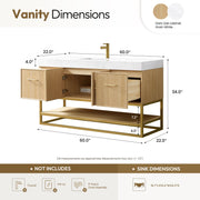 Vinnova 709360-DO-GW Vittoria 60" Single Sink Bath Vanity in Dark Oak - view 14