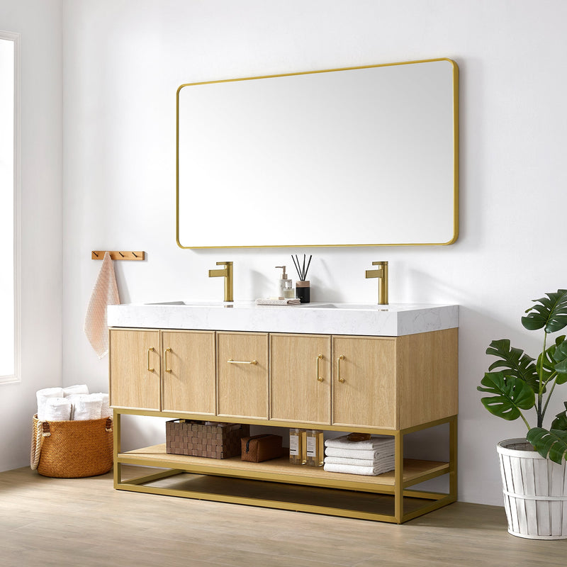 Vinnova 709360M-DO-GW Vittoria 60M" Double Sink Bath Vanity in Dark Oak - view 2