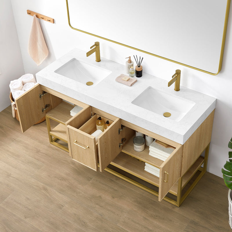 Vinnova 709360M-DO-GW Vittoria 60M" Double Sink Bath Vanity in Dark Oak - view 5