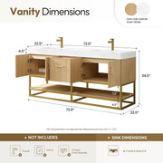 Vinnova 709372-DO-GW Vittoria 72" Double Sink Bath Vanity in Dark Oak - view 14