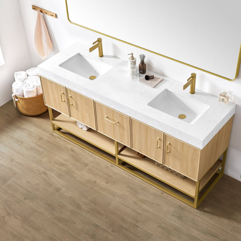 Vinnova 709372-DO-GW Vittoria 72" Double Sink Bath Vanity in Dark Oak - view 7