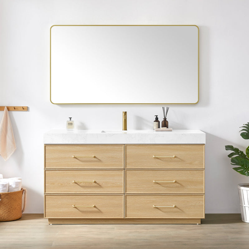Vinnova 709760-DO-GW Turin 60" Single Sink Bath Vanity in Dark Oak