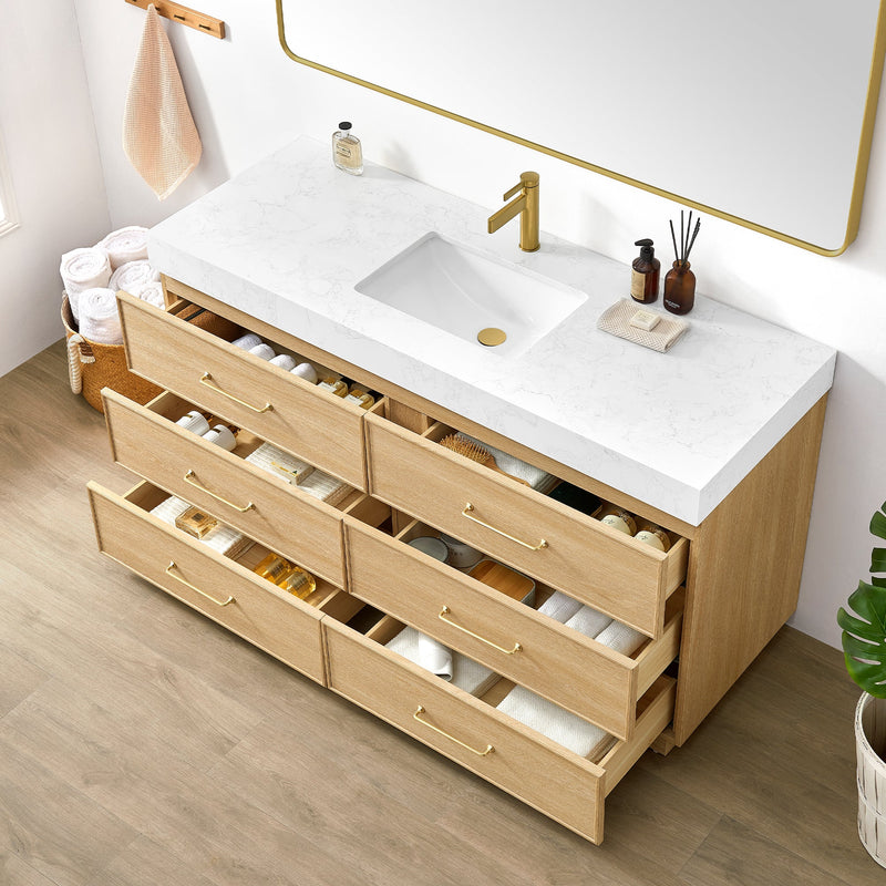 Vinnova 709760-DO-GW Turin 60" Single Sink Bath Vanity in Dark Oak - view 4