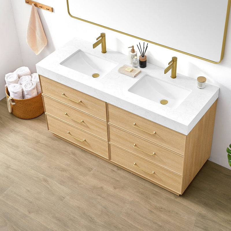 Vinnova 709760M-DO-GW Turin 60M" Double Sink Bath Vanity in Dark Oak - view 3