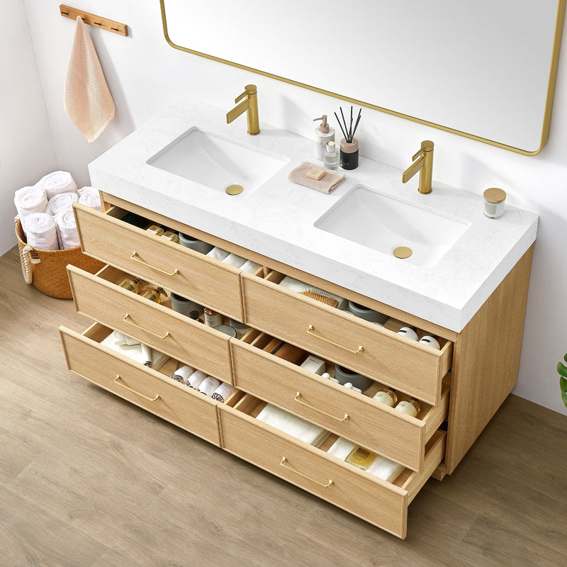 Vinnova 709760M-DO-GW Turin 60M" Double Sink Bath Vanity in Dark Oak - view 4