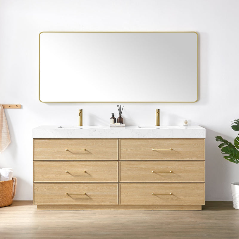 Vinnova 709772-DO-GW Turin 72" Double Sink Bath Vanity in Dark Oak