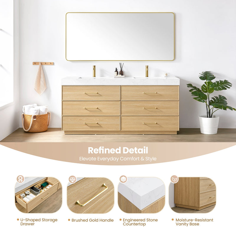 Vinnova 709772-DO-GW Turin 72" Double Sink Bath Vanity in Dark Oak - view 10
