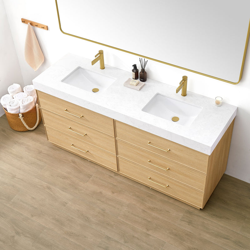 Vinnova 709772-DO-GW Turin 72" Double Sink Bath Vanity in Dark Oak - view 3