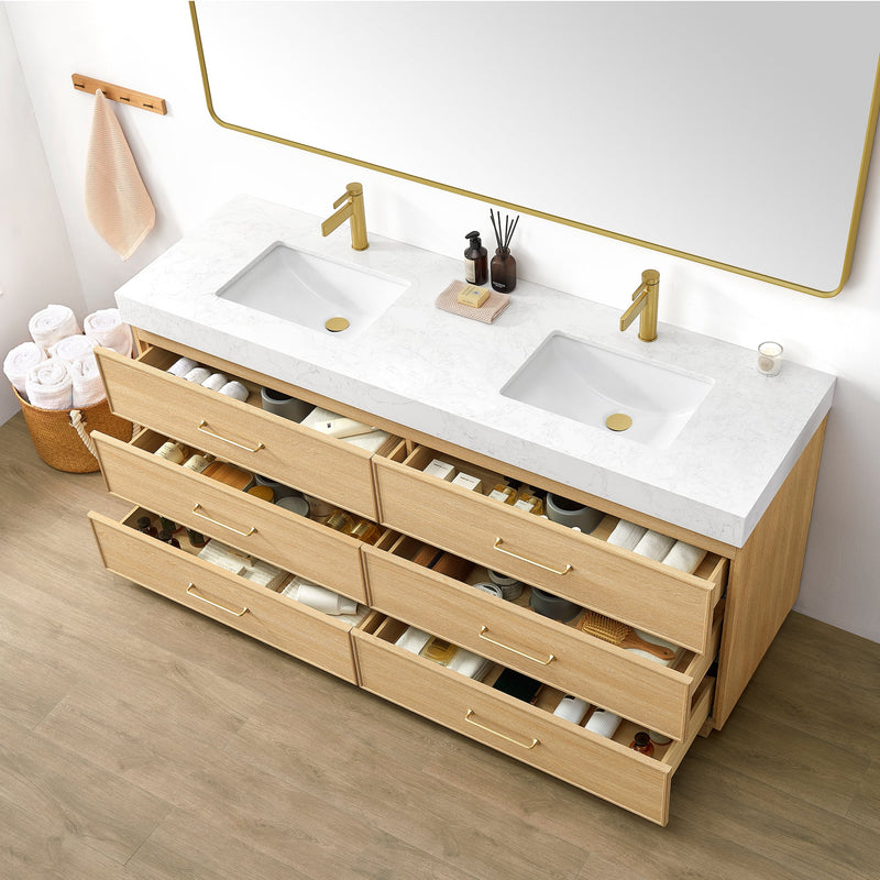 Vinnova 709772-DO-GW Turin 72" Double Sink Bath Vanity in Dark Oak - view 4