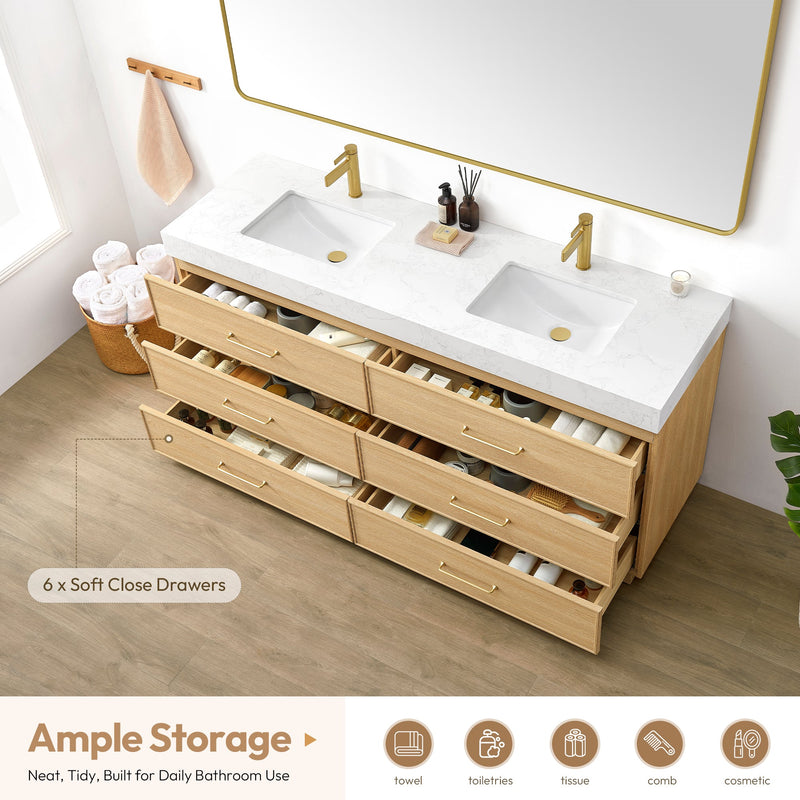 Vinnova 709772-DO-GW Turin 72" Double Sink Bath Vanity in Dark Oak - view 9
