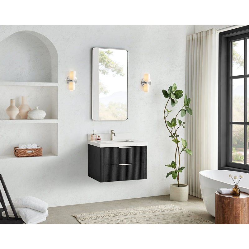 Vinnova 709930-OK-PQ Barcelona 30" Floating Single Bath Vanity in Oak Weathered Black