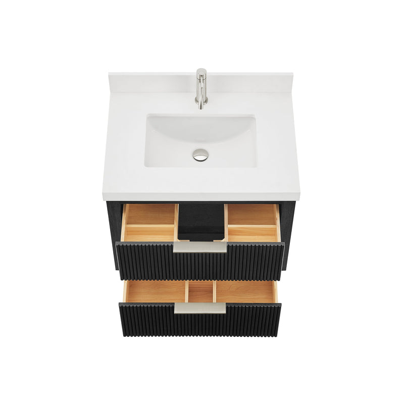 Vinnova 709930-OK-PQ Barcelona 30" Floating Single Bath Vanity in Oak Weathered Black
