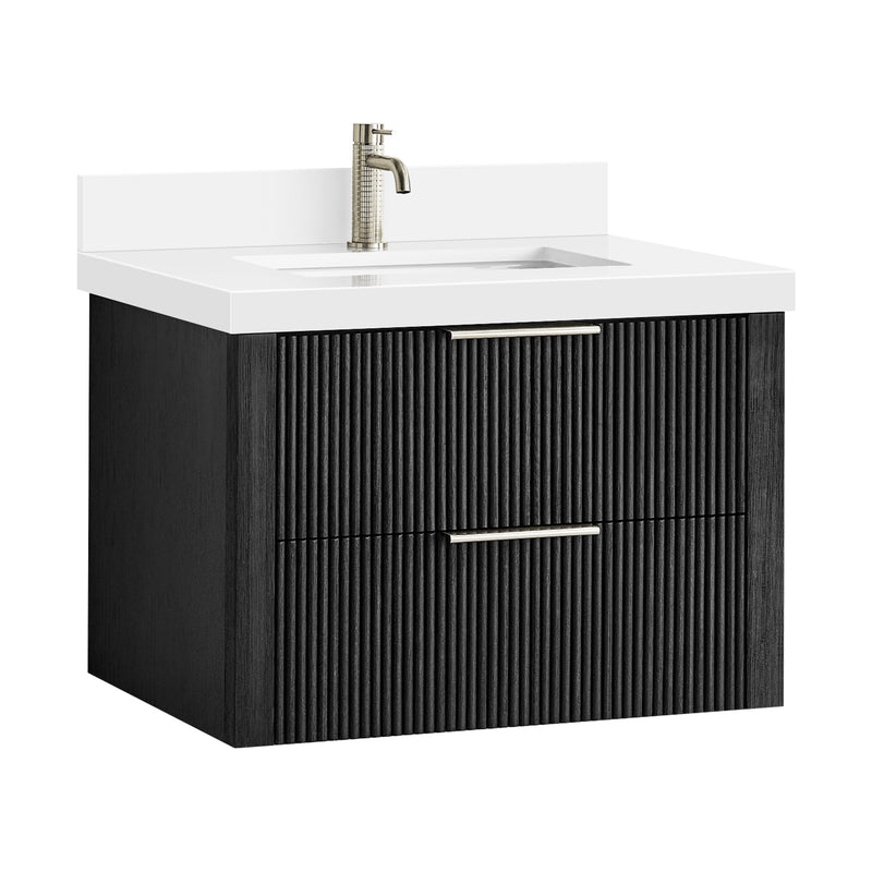 Vinnova 709930-OK-PQ Barcelona 30" Floating Single Bath Vanity in Oak Weathered Black