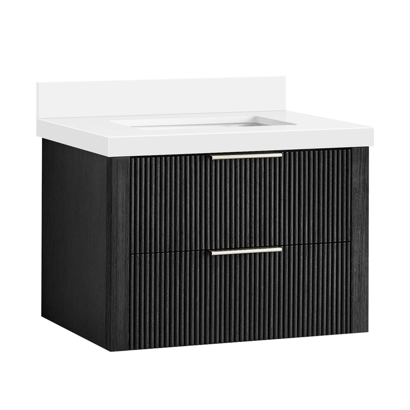 Vinnova 709930-OK-PQ Barcelona 30" Floating Single Bath Vanity in Oak Weathered Black
