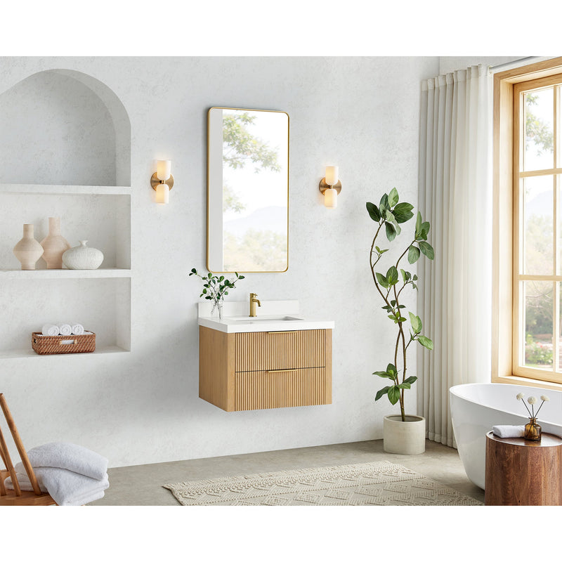 Vinnova 709930-WA-PQ Barcelona 30" Floating Single Bath Vanity in Washed Ash Grey
