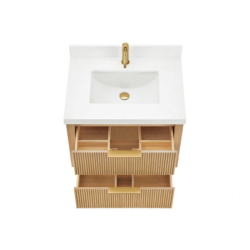 Vinnova 709930-WA-PQ Barcelona 30" Floating Single Bath Vanity in Washed Ash Grey