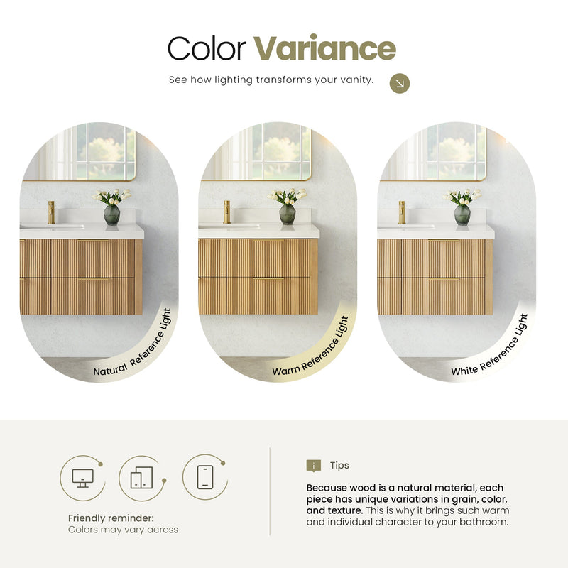 Vinnova 709930-WA-PQ Barcelona 30" Floating Single Bath Vanity in Washed Ash Grey