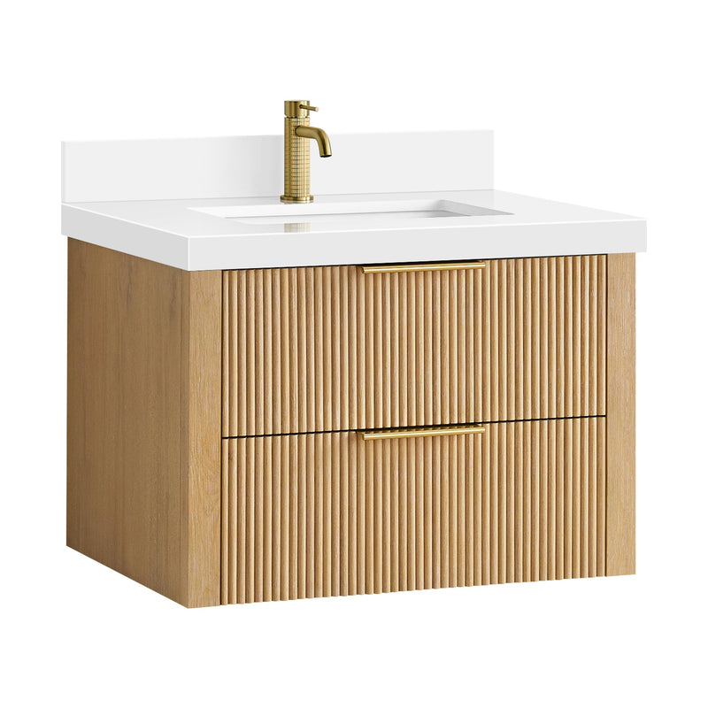 Vinnova 709930-WA-PQ Barcelona 30" Floating Single Bath Vanity in Washed Ash Grey