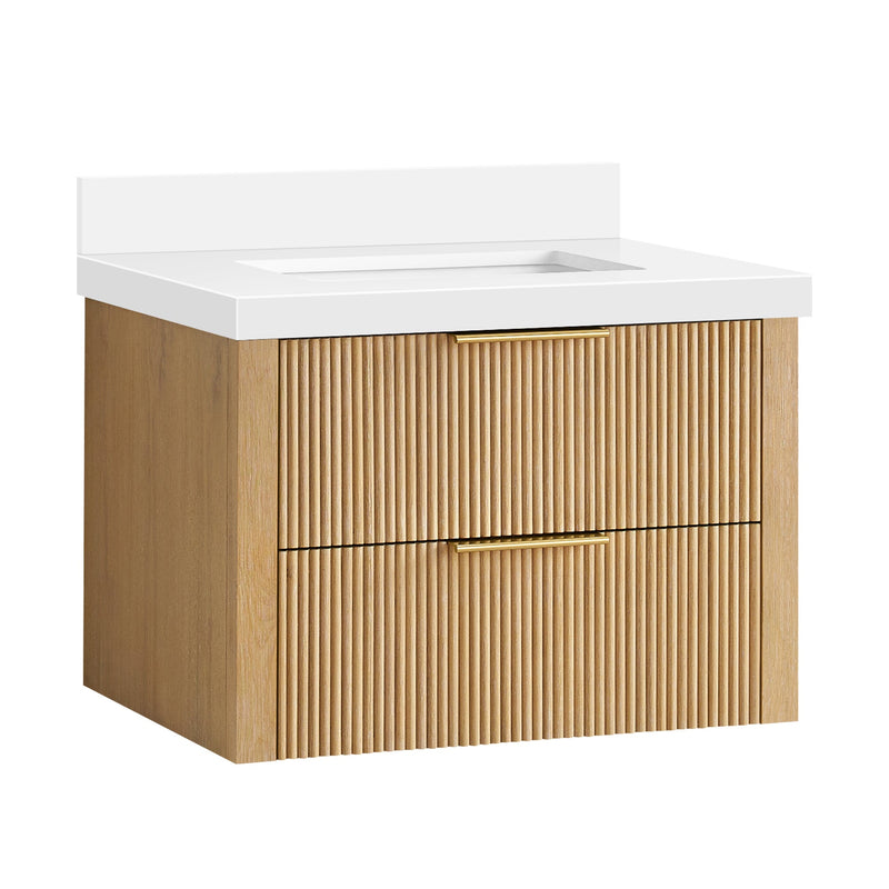 Vinnova 709930-WA-PQ Barcelona 30" Floating Single Bath Vanity in Washed Ash Grey