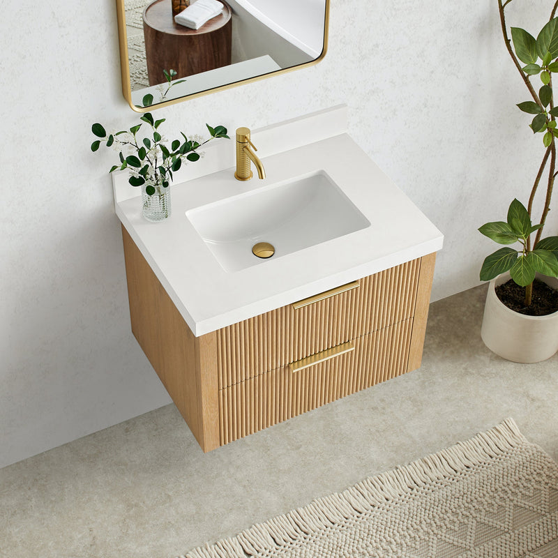 Vinnova 709930-WA-PQ Barcelona 30" Floating Single Bath Vanity in Washed Ash Grey
