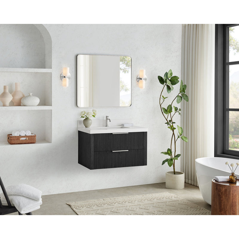 Vinnova 709936-OK-PQ Barcelona 36" Floating Single Bath Vanity in Oak Weathered Black
