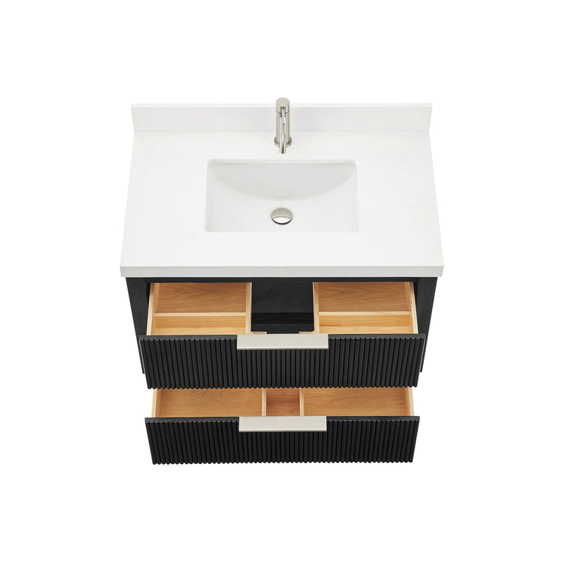 Vinnova 709936-OK-PQ Barcelona 36" Floating Single Bath Vanity in Oak Weathered Black