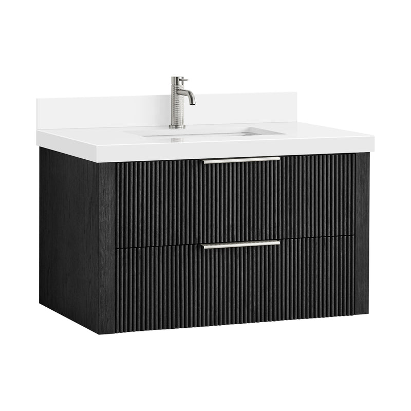 Vinnova 709936-OK-PQ Barcelona 36" Floating Single Bath Vanity in Oak Weathered Black